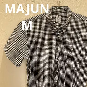 MAJUN 마준 카리유시 의류 체크 무늬 반팔 셔츠 사이즈 M