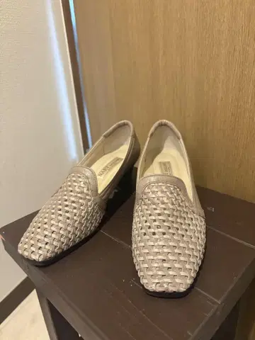베이지 뜨개질 디자인 여름 펌프스 3.5cm 힐 일본제 와이드