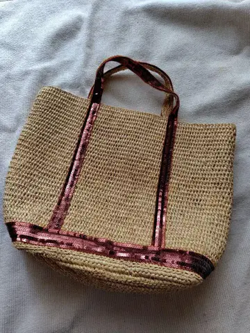 바네사 브루노 라피아 스팽글 백 미사용 빨간색