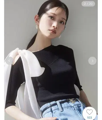 새상품 SNIDEL 숄더 리본 아지메 니트 풀오버