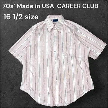 USA제 70년대 컬러 클럽 스트라이프 패턴 반팔 셔츠 16 1/2