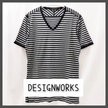 DESIGNWORKS 디자인 워크스 티셔츠 보더 블랙 그레이