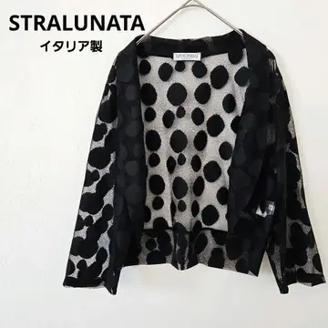STRALUNATA 도트 무늬 레이스 가디건 볼레로 블랙 이탈리아제