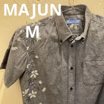 MAJUN 마준 카리유시 의류 반팔 셔츠 그레이 꽃무늬 M