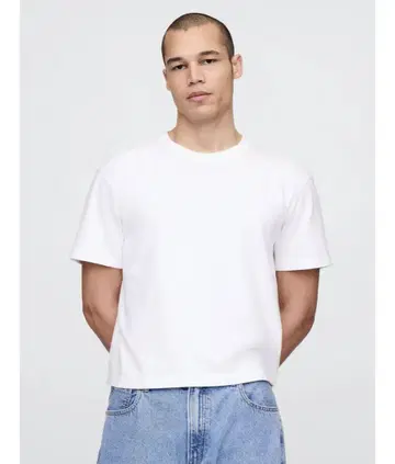 GAP 헤비 웨이트 크롭 티셔츠 화이트 M 짧은 길이 새상품 미사용