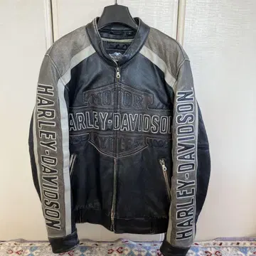 HARLEY-DAVIDSON 블랙 가죽 라이더 자켓