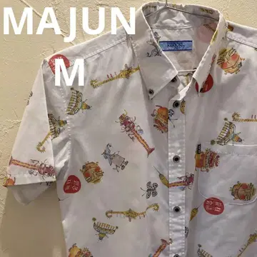 MAJUN 마준 카리유시 의류 알로하 셔츠 M 사이즈 화이트