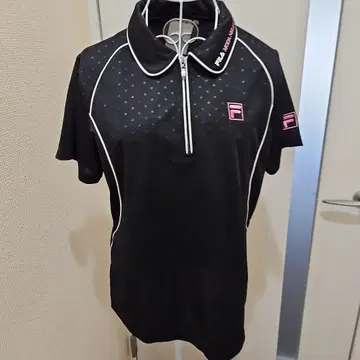 미사용 새상품 휠라 반팔 피케 셔츠 블랙 도트 무늬