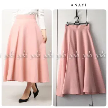 ANAYI 울 조젯 플레어 스커트 36 핑크
