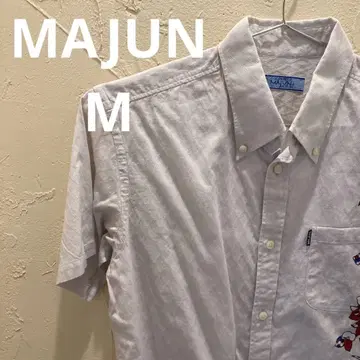 MAJUN 마준 카리유시 의류 반팔 셔츠 M 화이트 꽃무늬