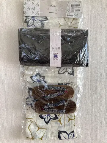 유카타 세트, 일본 나막신, 오비, 허리끈, 기모노 착용법 책자