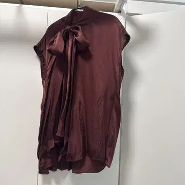 ROCHAS 버건디 반팔 블라우스 40