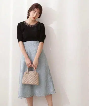 프로포션 바디 드레싱 플라워 자수 백 레이스업 스커트