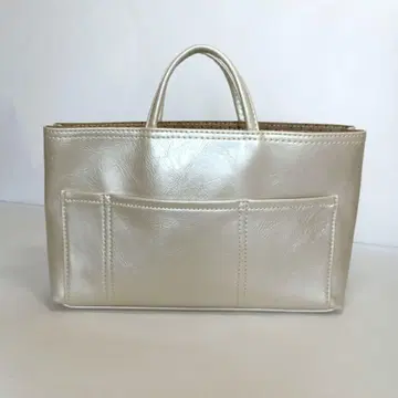 핑크 펄 합성 피혁 토트백