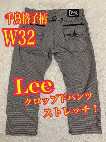 Lee Lee 크롭 팬츠 스트레치 하운드투스 체크 바이커 W32