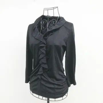 언타이틀 컷티셔츠 M 블랙 프릴 일본제 포멀 엘레강트