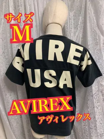 AVIREX 아비렉스 반팔 티셔츠 프린트 빅 로고 자수 블랙 M