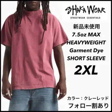 샤카웨어 신상품 7.5oz 가먼트 다이 반팔 티셔츠 크레이 레드 2XL