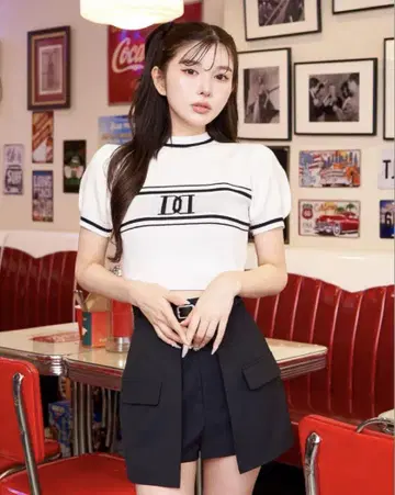 Darich DD 하프 슬리브 니트 탑