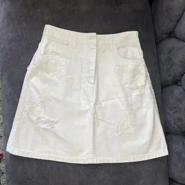 Ermanno Scervino 화이트 데님 미니 스커트