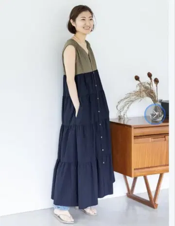 IENA 블록 컬러 티어드 원피스
