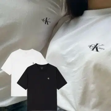 C&k 크루넥 티셔츠 로고 화이트/블랙