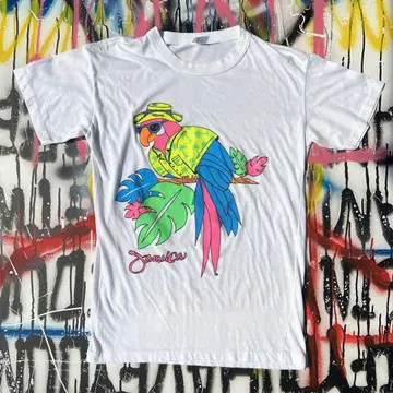 made in Jamaica 앵무새 디자인 티셔츠