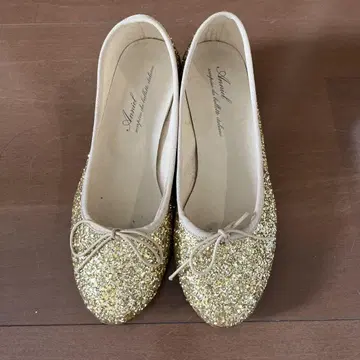 골드 글리터 발레 슈즈 힐 3cm
