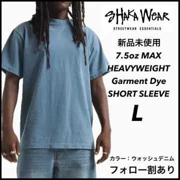 샤카웨어 새상품 7.5oz 가먼트 다이 반팔 티셔츠 워시 데님 L