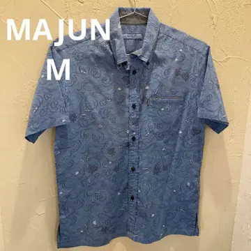 MAJUN 마준 카리유시 의류 반팔 알로하 셔츠 M 파랑