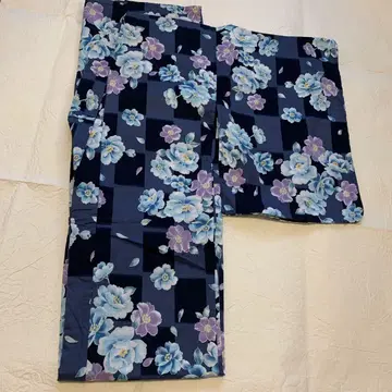 유카타 네이비 꽃무늬