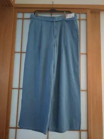 지유 라이트 데님 벨트 와이드 팬츠 3XL