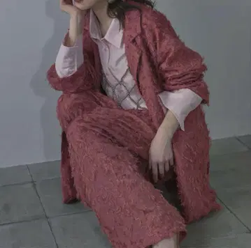 ANDREA & Co. 프린지 자카드 핑크 셋업