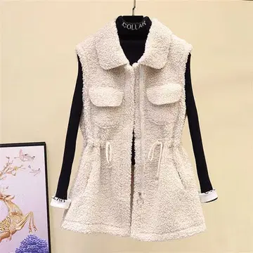 보아 소재 지퍼가 달린 무스탕 코트