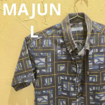 MAJUN 마준 카리유시 의류 기하학 패턴 반팔 셔츠 L