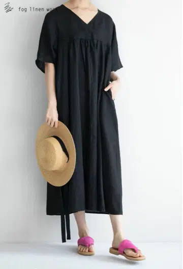 Fog linen work 하루카 원피스 블랙