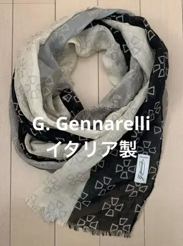 미사용 G. Gennarelli 기하학 패턴 스톨 숄 이탈리아제
