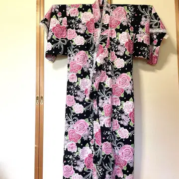 유카타 오비 세트 블랙 장미