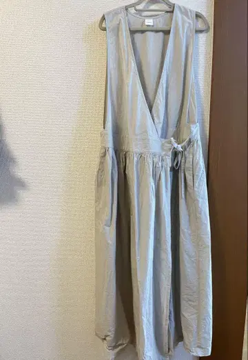새상품급 카구레 코튼 헴프 랩 원피스 그레이