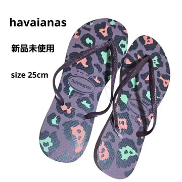 레어 컬러 하와이아나스 havaianas 레오파드 무늬 비치 샌들 퍼플