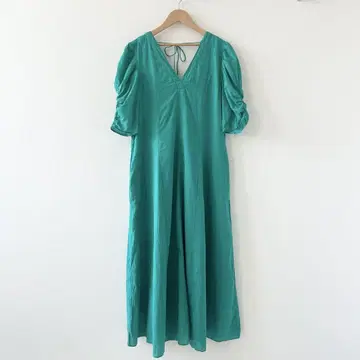 누키테파 Dobby Stripe Plain Dress 원피스 그린