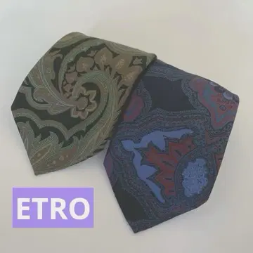 ETRO 에트로 넥타이 페이즐리 무늬 2개 세트 실크