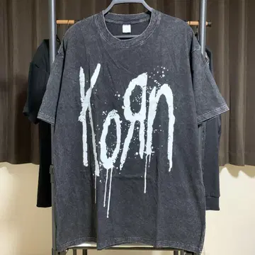 KORN 티셔츠 빅 로고 워시드 뉴 메탈 라우드 헤비
