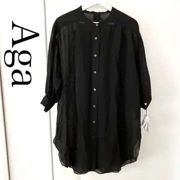 Aga 새상품 롱 셔츠 시어 셔츠 상의 블랙 셔츠
