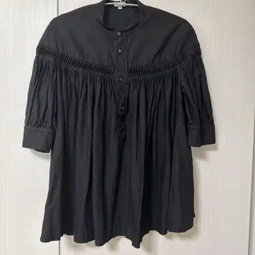 사이 스카이 린넨 핀턱 블라우스 블랙 40