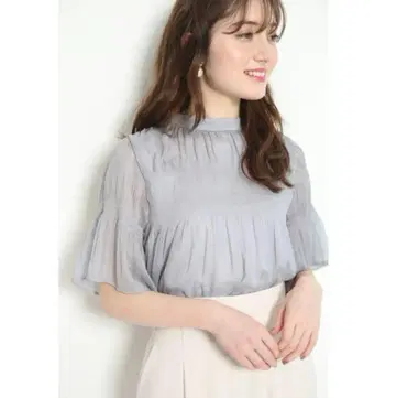 아푸와이저 리셰 셔링 오분 소매 블라우스 리본