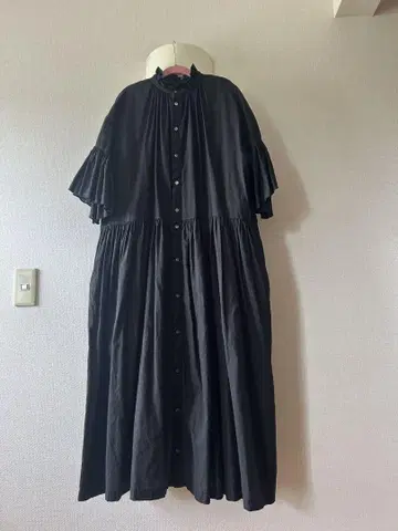 nest Robe 업사이클 리노 천연 염색 플레어 개더 슬리브 원피스