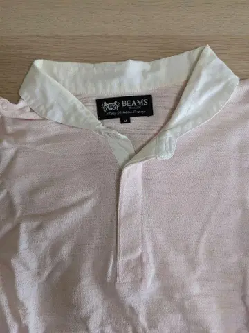 BEAMS 핑크 반팔 피케 셔츠