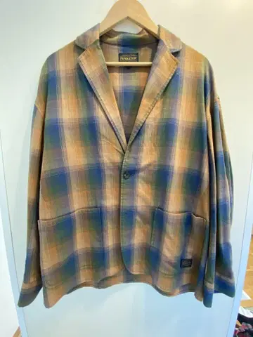 Pendleton 체크 무늬 테일러드 자켓 L 브라운 청록색