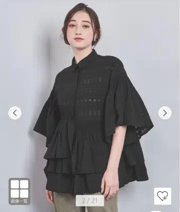 불규칙 셔링 6부 소매 블라우스 체크